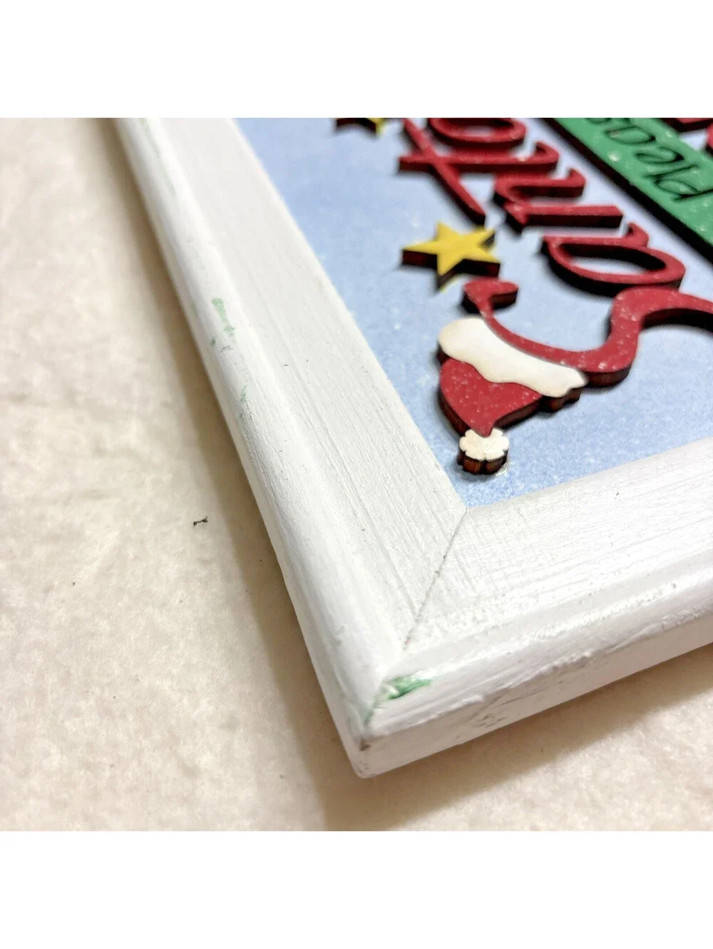 Handpainted Santa Please Stop Here 3D Laser cut Wooden Sign 13 x 9 x 1